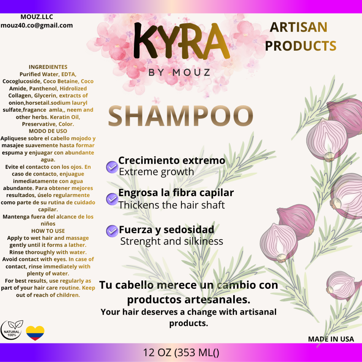 SHAMPOO WITH ONION EXTRACT AND KERATIN