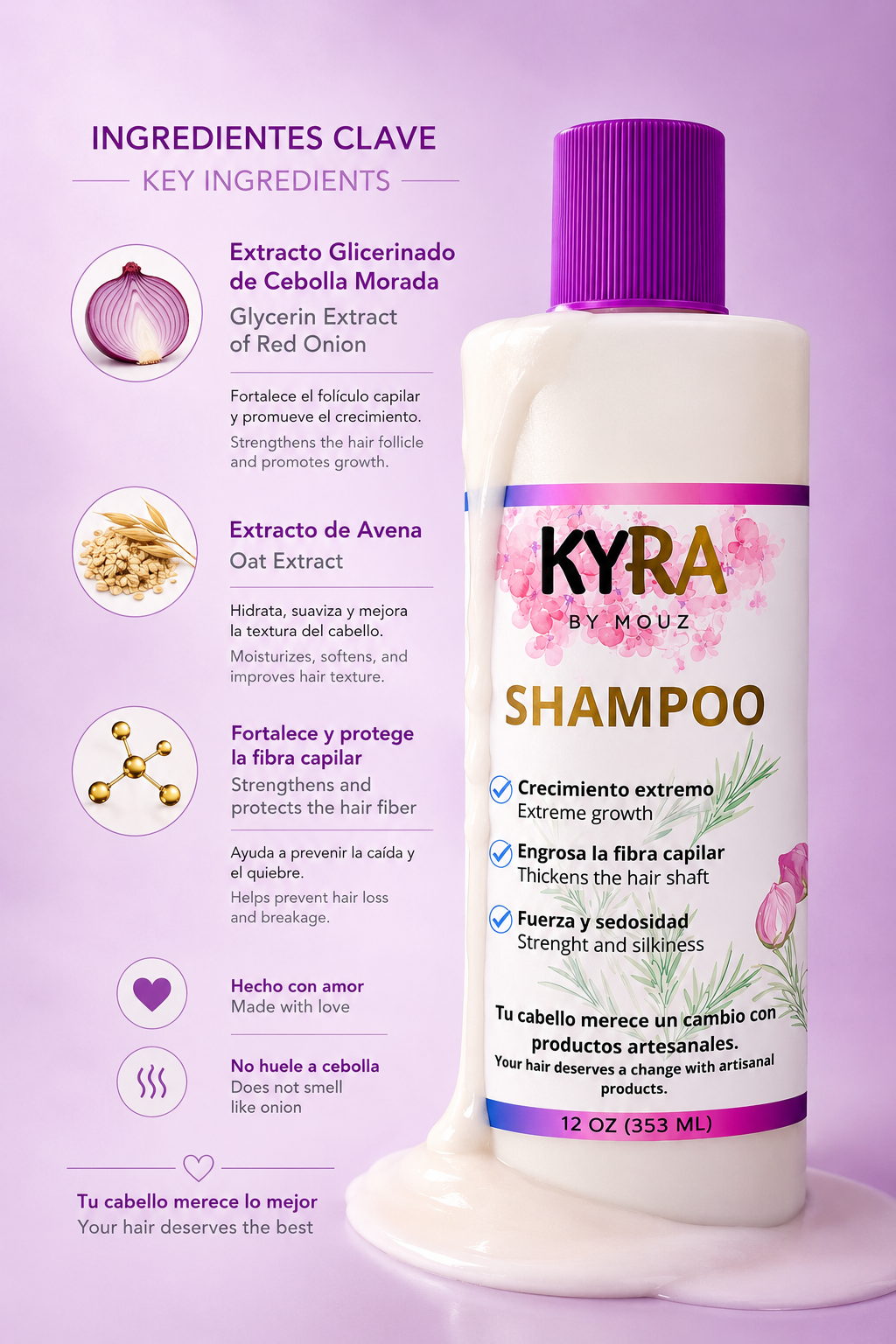 SHAMPOO WITH ONION EXTRACT AND KERATIN
