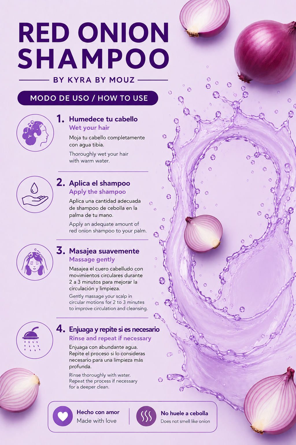 SHAMPOO WITH ONION EXTRACT AND KERATIN