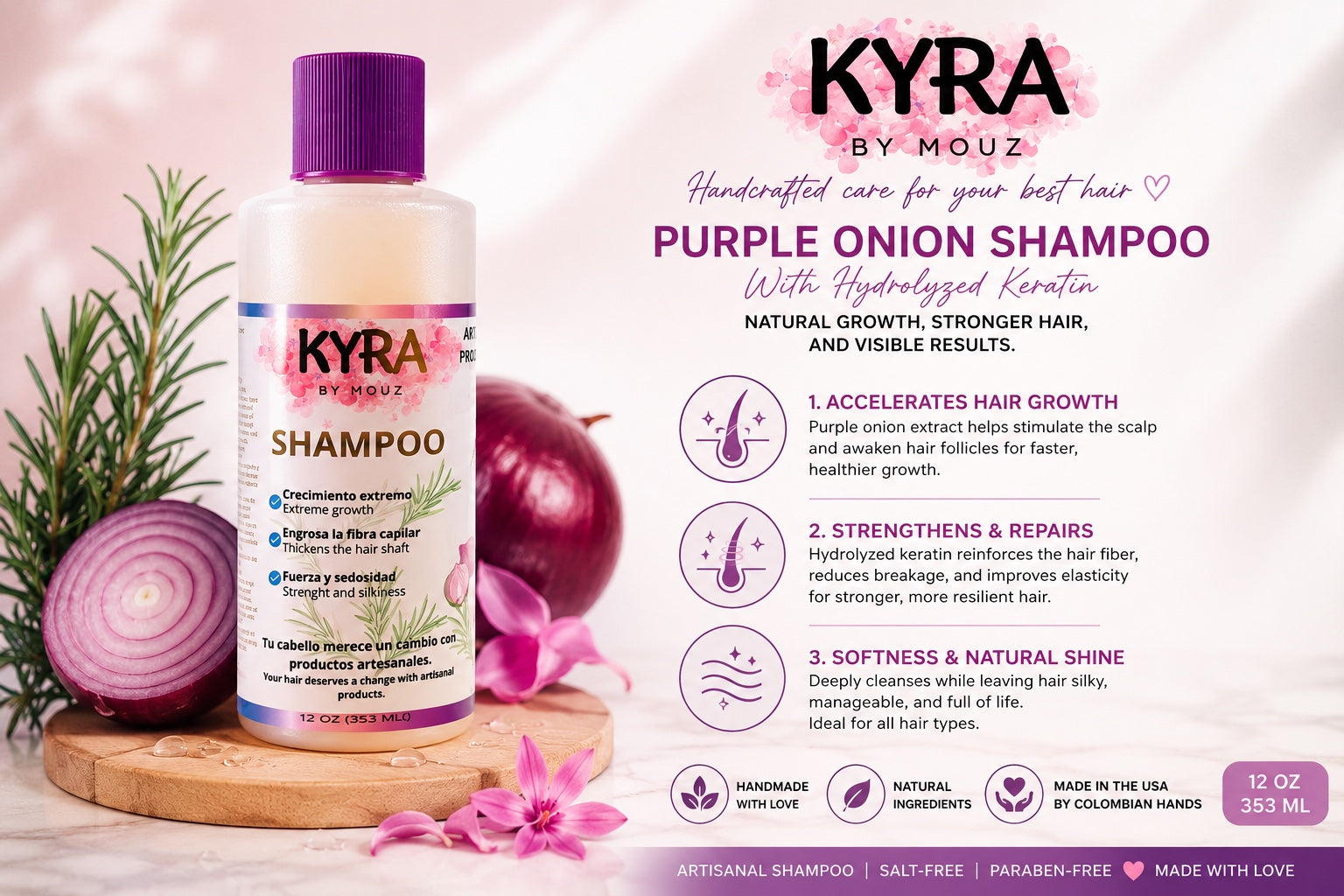 SHAMPOO WITH ONION EXTRACT AND KERATIN