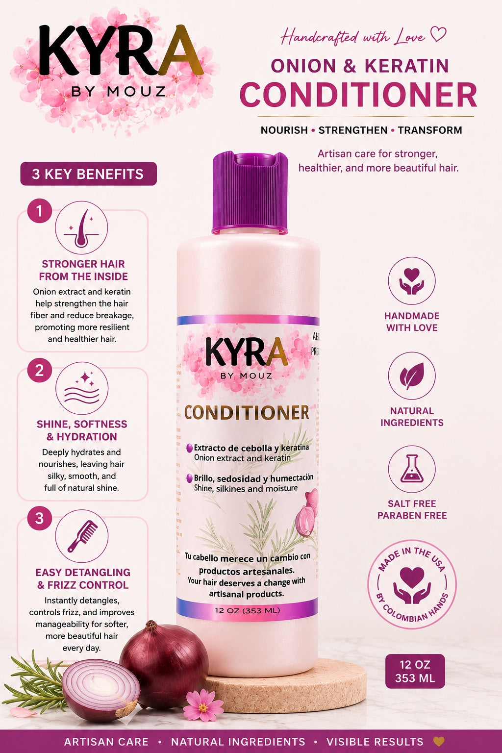 CONDITIONER WITH ONION EXTRACT AND KERATIN